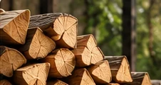 Stacked firewood logs