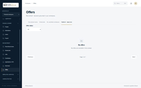 HROne Offers recruitment workspace